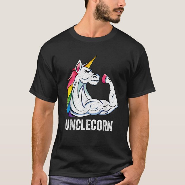 Cute Unicorn Uncle Girl Birthday Party Apparel Unc T-Shirt (Front)