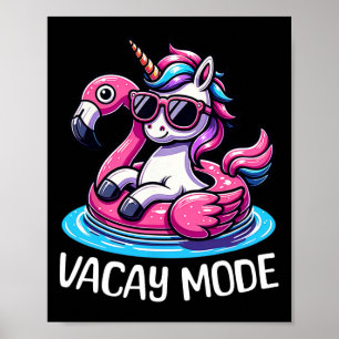 Cute Unicorn Vacay Mode Funny Family Vacation Kids Poster