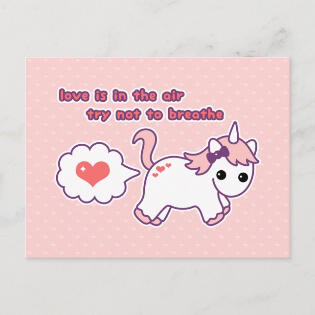 Cute Unicorn Valentine Holiday Postcard (Front)