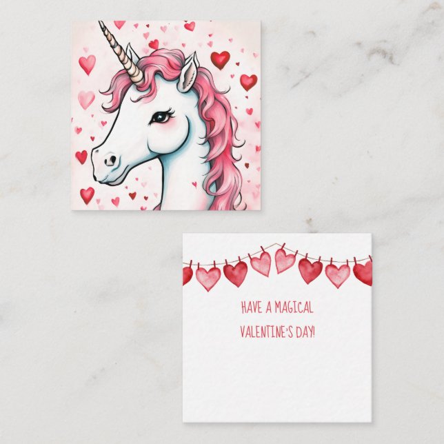 Cute Unicorn Valentine's Day Cards (Front/Back)