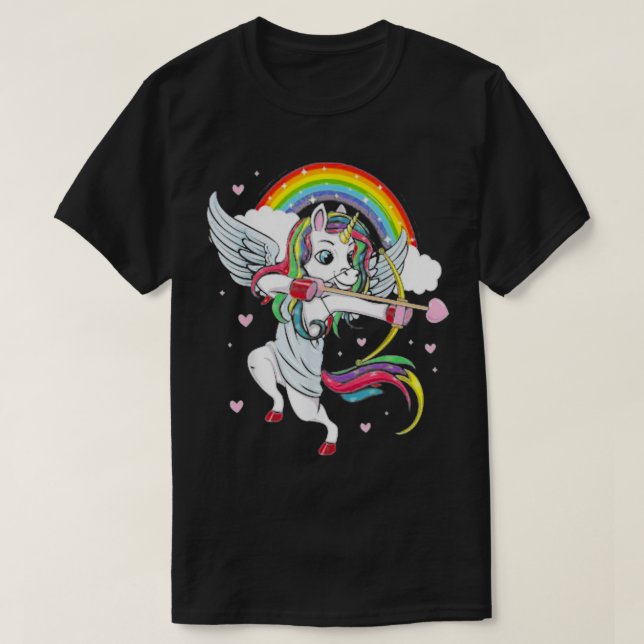 Cute Unicorn Valentines Day Heart Girls Kids Gift T-Shirt (Design Front)
