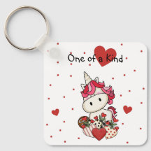 Cute Unicorn Valentine's Day Keychain