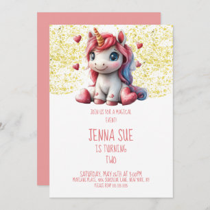 Cute Unicorn Valentines Day Party Invitation