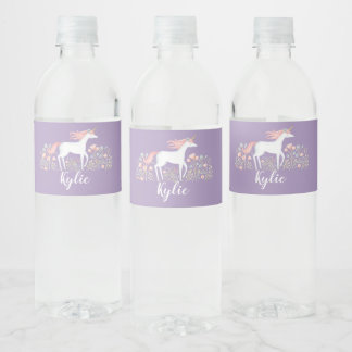 Cute Unicorn Water Bottle Label