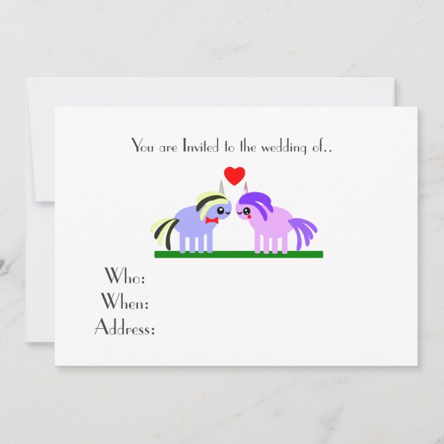 cute unicorn wedding invitation (Front)