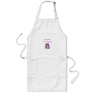Cute Unicorn Witch Illustration – "Too Glam to Be Long Apron