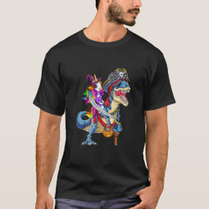 Cute Unicorn Witch Riding Dinosaur Pumpkin Hallowe T-Shirt