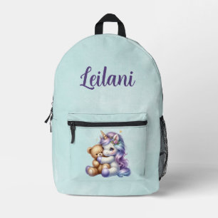 Cute Unicorn with a Teddy Bear Personalised  Printed Backpack