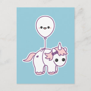 Cute Unicorn with Balloon Postcard