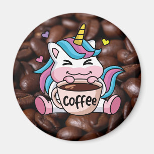 Cute Unicorn with Coffee Magnet