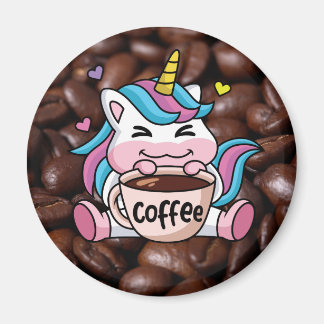 Cute Unicorn with Coffee Magnet