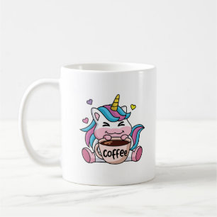 Cute Unicorn with Coffee Mug