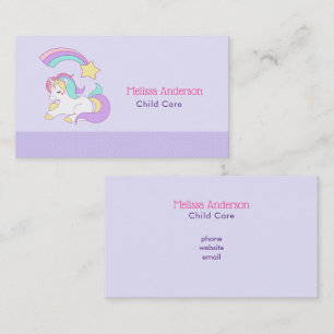 Cute Unicorn with Colourful Shooting Star Business Card