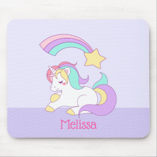 Cute Unicorn with Colourful Shooting Star Custom Mouse Mat