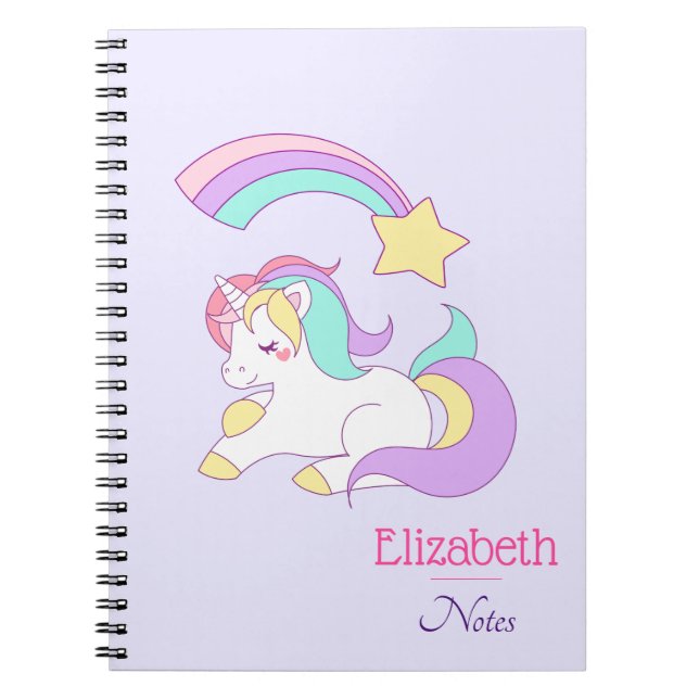 Cute Unicorn with Colourful Shooting Star Notebook (Front)
