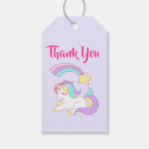 Cute Unicorn with Colourful Shooting Star Thank Yo Gift Tags