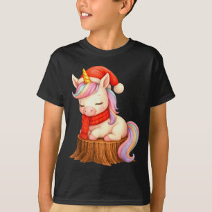Cute Unicorn With F Christmas Xmas Holiday  T-Shirt