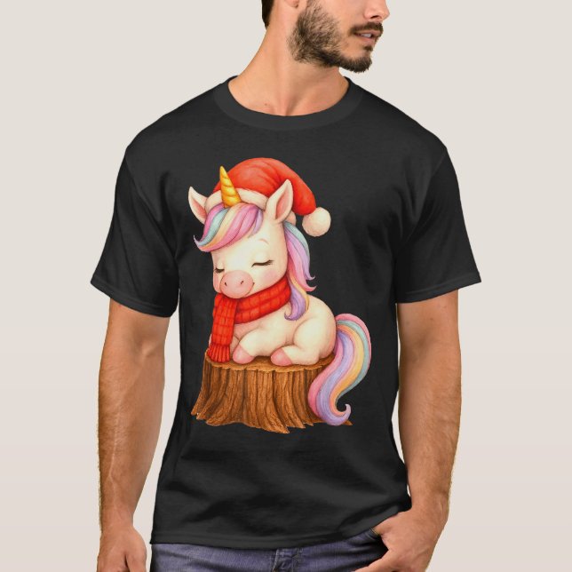 Cute Unicorn With F Christmas Xmas Holiday  T-Shirt (Front)