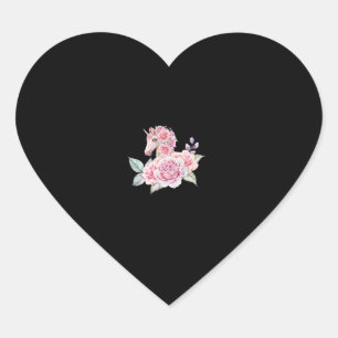 Cute Unicorn With Flowers Floral Unicorn Girls Wom Heart Sticker