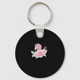 Cute Unicorn With Flowers Floral Unicorn Girls Wom Key Ring