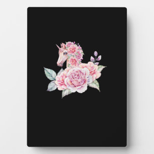 Cute Unicorn With Flowers Floral Unicorn Girls Wom Plaque