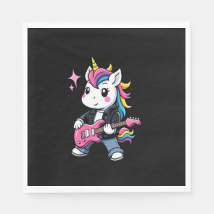 Cute Unicorn with Guitar Unicorn Rock music lover Napkin