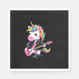 Cute Unicorn with Guitar Unicorn Rock music lover Napkin