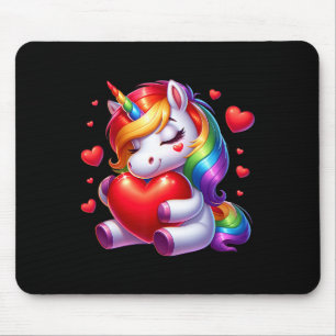 Cute Unicorn With Heart Valentines Day For Girls W Mouse Mat