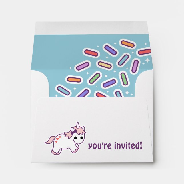 Cute Unicorn with Rainbow Sprinkles Envelope (Back (Bottom))