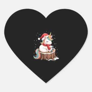 Cute Unicorn with Scarf Christmas Xmas Holiday T-S Heart Sticker