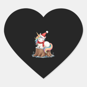 Cute Unicorn with Scarf Christmas Xmas Holiday T-S Heart Sticker
