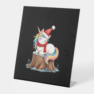 Cute Unicorn with Scarf Christmas Xmas Holiday T-S Pedestal Sign
