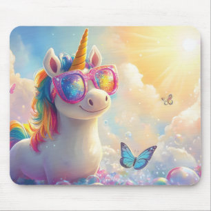 Cute Unicorn with Sunglasses: Magical and Fun Mouse Mat