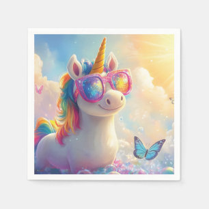 Cute Unicorn with Sunglasses: Magical and Fun Napkin
