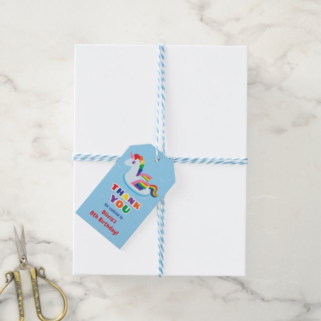 Cute Unicorn with Wings Float Kids Party Gift Tags (With Twine)