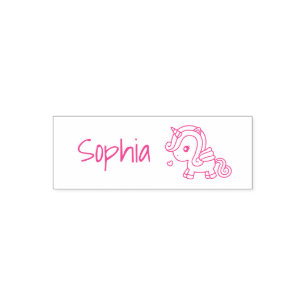 Cute Unicorn with Wings, Girls Personalised Name Self-inking Stamp