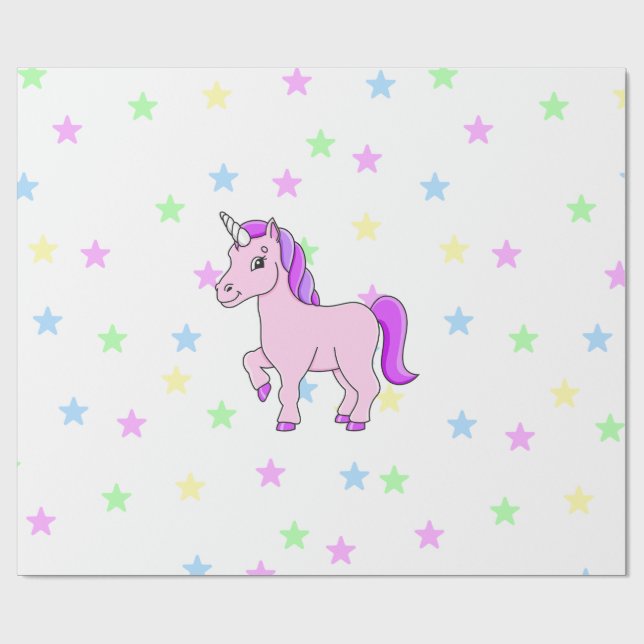 Cute Unicorn Wrapping Paper (Flat)