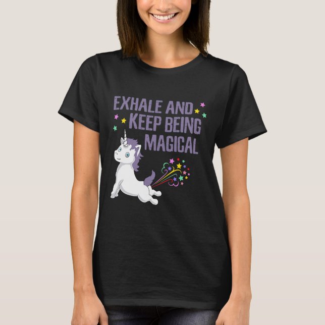 Cute Unicorn Yoga  Unicorn Quote Comic Graphic Tee (Front)