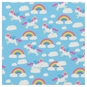 Cute Unicorns and Rainbows Kids Room Decor Fabric