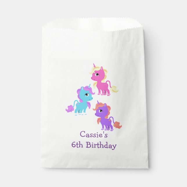 Cute Unicorns Birthday Party Favour Bag (Front)