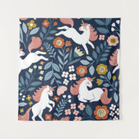 Cute Unicorns Floral Vintage Pattern