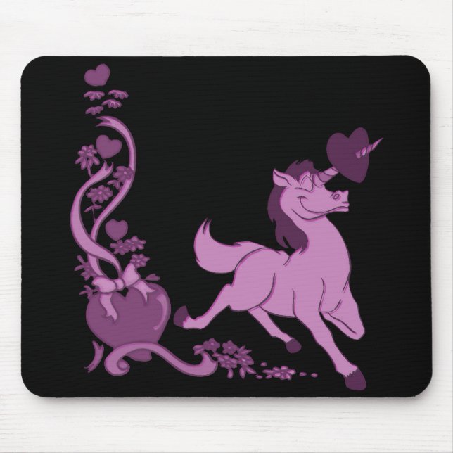 Cute Unicorns Hearts Flowers 3 Mouse Mat (Front)
