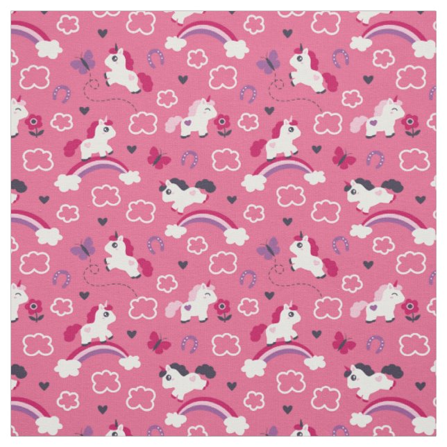 Cute Unicorns Pattern Fabric (Swatch)