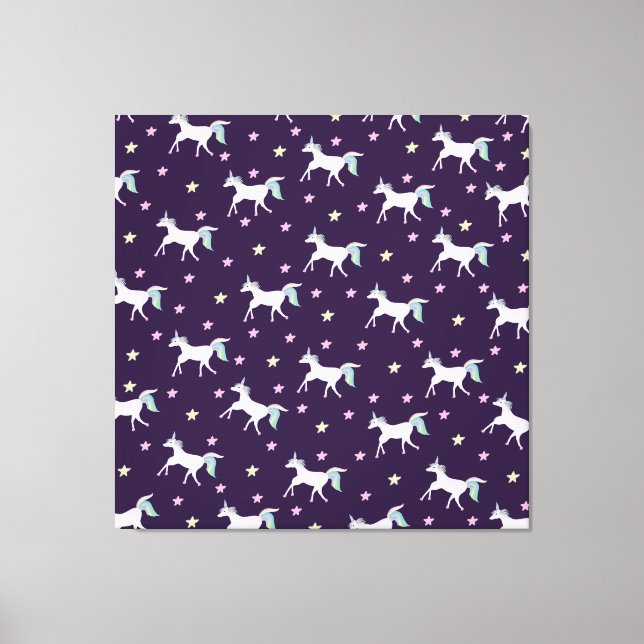 Cute Unicorns Pattern, Magical Horse Lovers Canvas Print (Front)