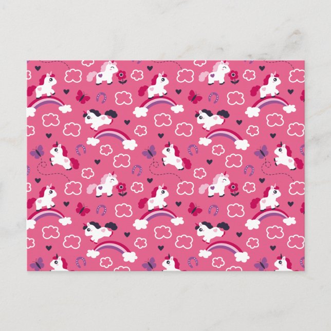 Cute Unicorns Pattern Postcard (Front)