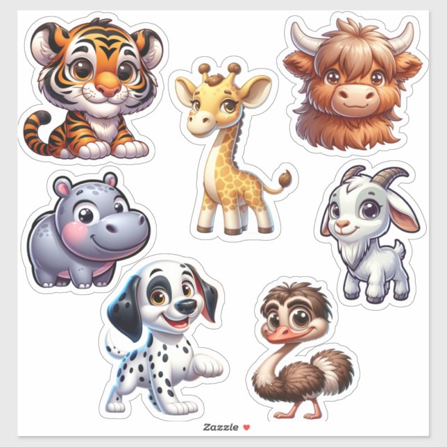 Cute Unique 3D Animal Stickers Set (Sheet)