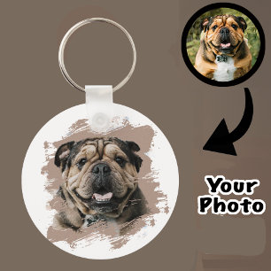 Cute Unique Bulldog or Your Photo Grunge Dog Mum   Key Ring