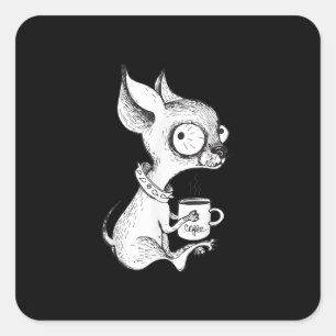 Cute Unique Chihuahua Coffee Art Dog Lover Gift Square Sticker