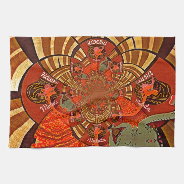 Cute Unique Giraffe Animal Hakuna Matata Design Tea Towel (Horizontal)
