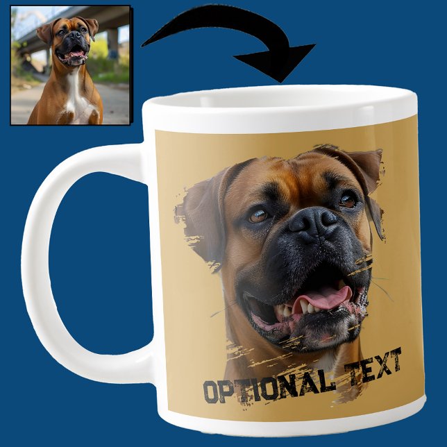 Cute Unique Gold Black Boxer Dog Dad Lover Photo Large Coffee Mug (Creator Uploaded)
